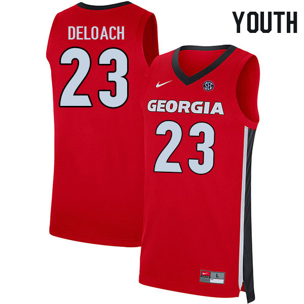 Youth #23 Jalen DeLoach Georgia Bulldogs College Basketball Jerseys Stitched Sale-Red